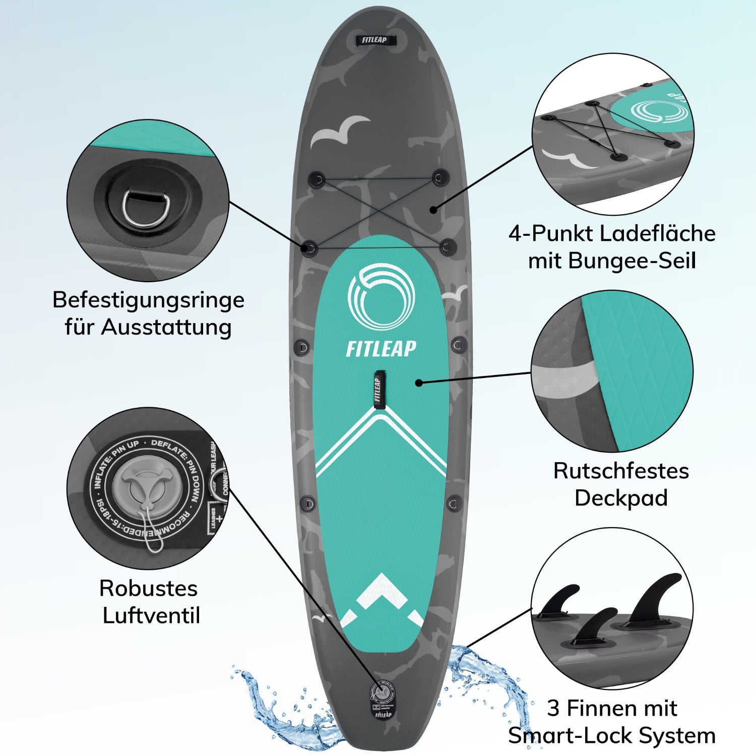 Premium Stand Up Paddle Board - grau