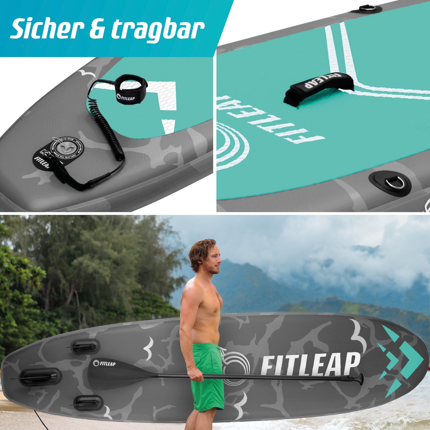 Premium Stand Up Paddle Board - grau