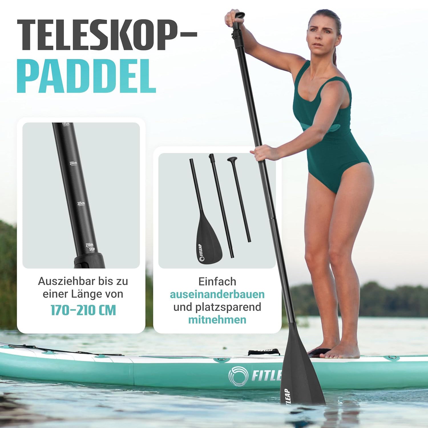 Premium Stand Up Paddle Board - Streifen - Grün