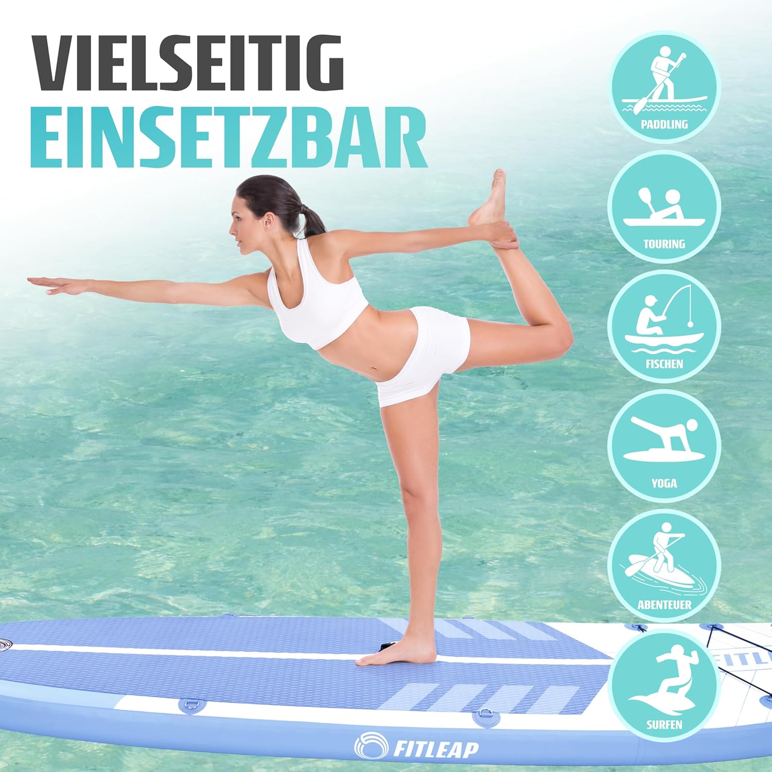 Premium Stand Up Paddle Board - Streifen - Blau