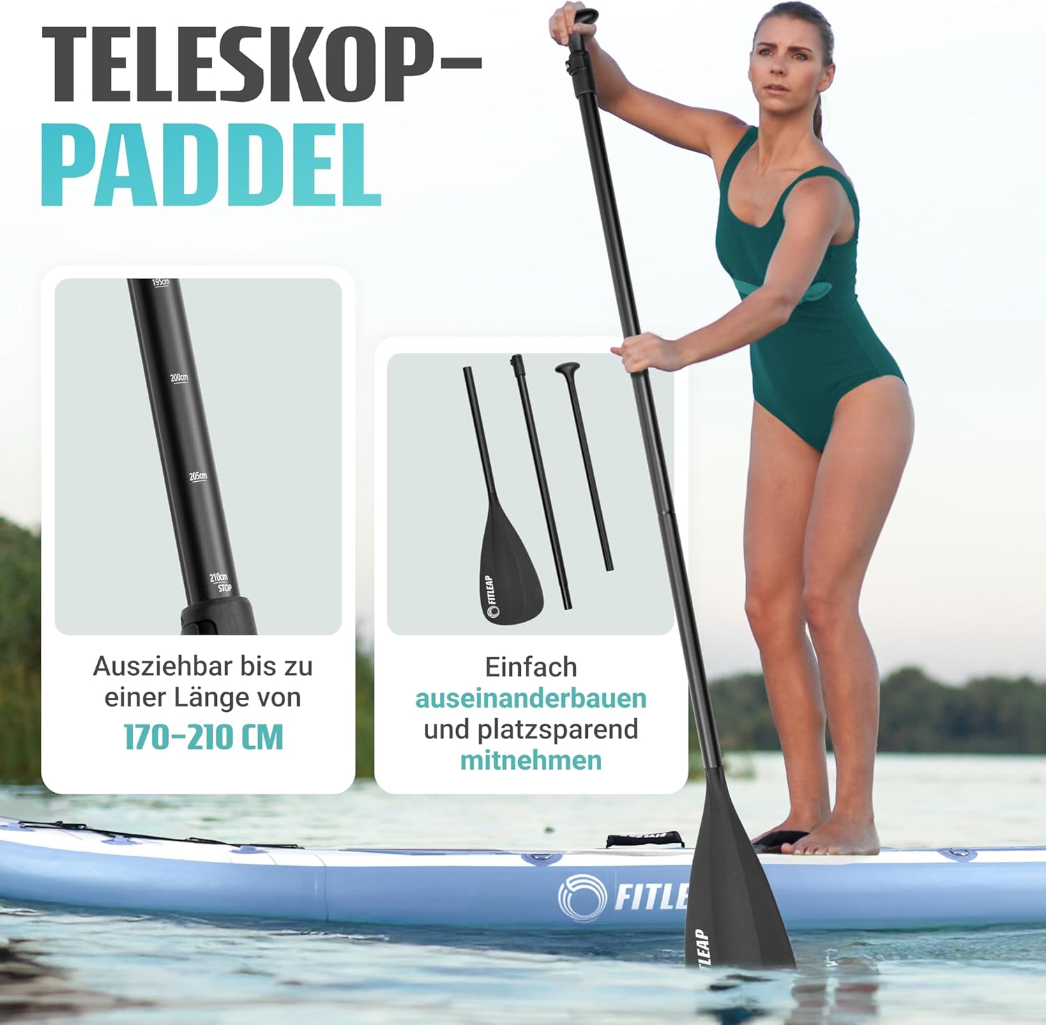 Premium Stand Up Paddle Board - Streifen - Blau