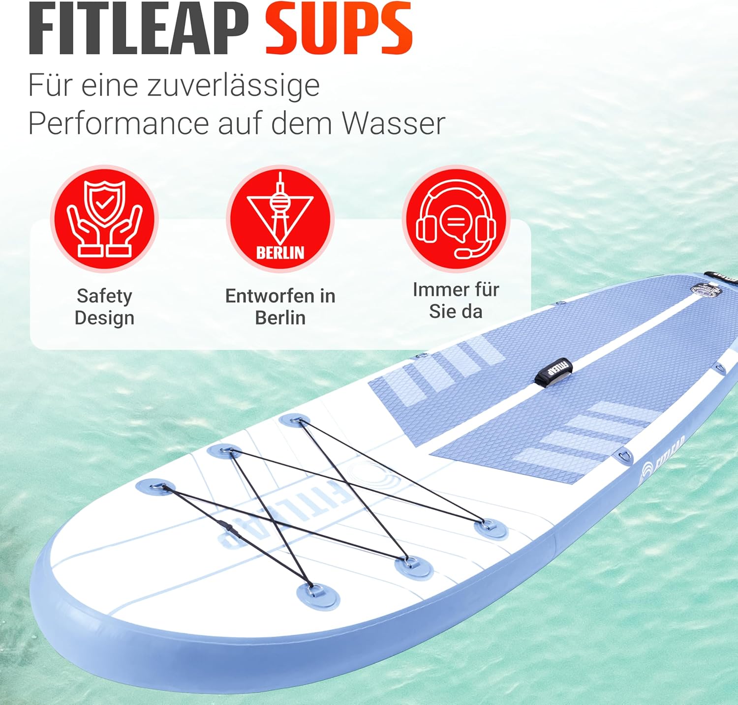 Premium Stand Up Paddle Board - Streifen - Blau